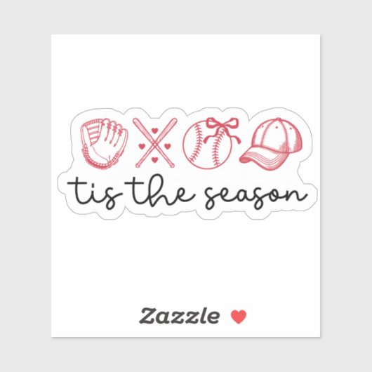 Coquette Honkbal en Softbal Game Seizoen Sticker (Vel)