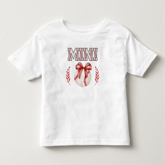 Coquette honkbal mini rode boog aangepaste rugnumm kinder shirts (Voorkant)