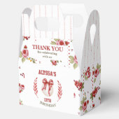 Coquette Honkbal Rode Boog Bloemen Moderne Verjaar Bedankdoosjes (Geopend)