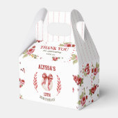 Coquette Honkbal Rode Boog Bloemen Moderne Verjaar Bedankdoosjes (Voorkant Zijde)