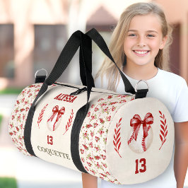 Coquette honkbal rode strik bloemnaam tekst  plunjezak