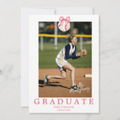 Coquette-honkbalboog afstudeeruitnodiging kaart (Voorkant)
