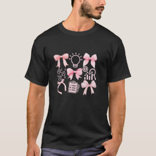 Coquette Human Resources HR Squad Pink Bows Clipbo T-shirt