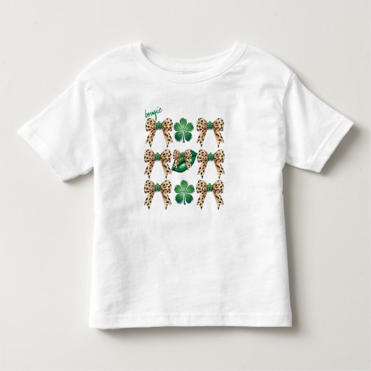 Coquette Ierse luipaardbogen met groene Shamrocks Kinder Shirts (Voorkant)