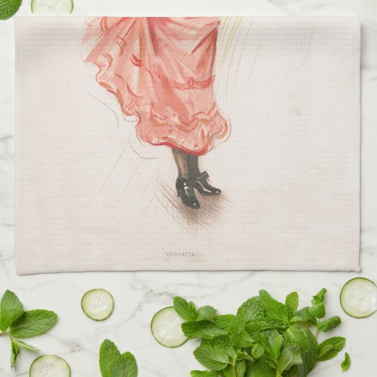 Coquette Illustratie Theedoek (Gevouwen)