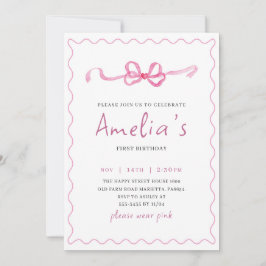 Coquette Invitation for Birthday Girl Bow Party  Kaart