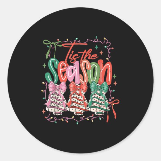 Coquette is het seizoen kerstbomen taart boog c ronde sticker (Voorkant)