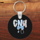 Coquette Kan Verpleegkundige Blauwe Bloemen Stetho Sleutelhanger (Voorkant)