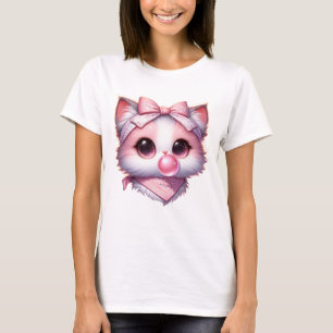 Coquette Kat Roze Strik Lint Bandana Bubble Gum T-shirt