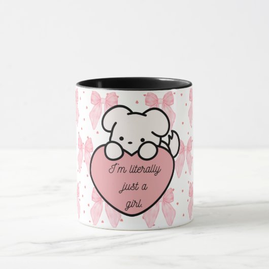 Coquette Kawaii Girly Pink Heart Dog Mok (Midden)