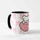 Coquette Kawaii Girly Pink Heart Dog Mok (Voorkant links)