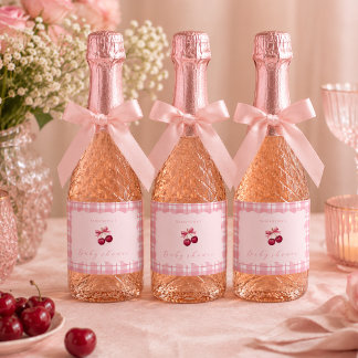 Coquette Kers Op De Top Baby Shower Sparkling Wijnetiket