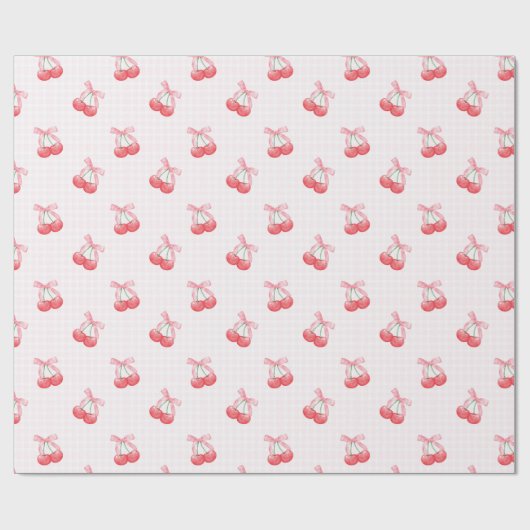 Coquette Kersen Bow Pattern Cadeaupapier (Vlak)