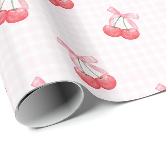 Coquette Kersen Bow Pattern Cadeaupapier (Rol Hoek)