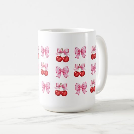 Coquette Kersen en Roze Bogen Koffiemok (Voorkant rechts)