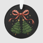 Coquette Kersen Kerstboom Geruite Strik Winter Ornament (voorkant)