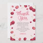 Coquette Kersen Meisje Verjaardag Bedankkaart (Voorkant)