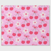 Coquette Kersen met Rode Bogen en Witte Bloemen Cadeaupapier (Vlak)