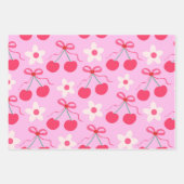 Coquette Kersen met Rode Bogen en Witte Bloemen Inpakpapier Vel (Voorkant 2)