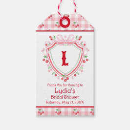 Coquette Kersen Monogame Bruidsmeisjesfeest Cadeaulabel