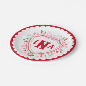Coquette Kersen Monogram Wapen Bruiloftborrel Papieren Bordje (Gekanteld)