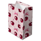 Coquette Kersen Patroon Medium Cadeauzakje (Voorkant Gekanteld)