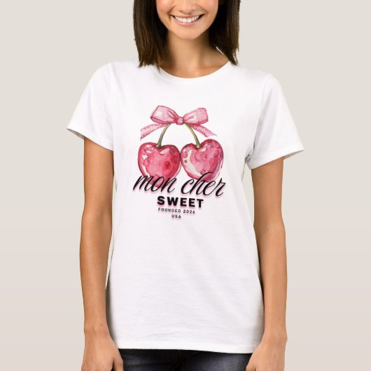 Coquette Kersen Roze Rood  T-shirt (Voorkant)