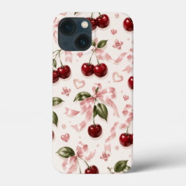 Coquette Kersen & Roze Satijnen Strik Naadloos Pat Case-Mate iPhone Case