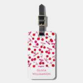 Coquette kersen & roze strik patroon bagage label (Voorkant verticaal)