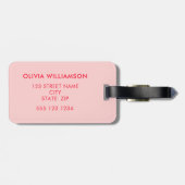 Coquette kersen & roze strik patroon bagagelabel (Achterkant horizontaal)