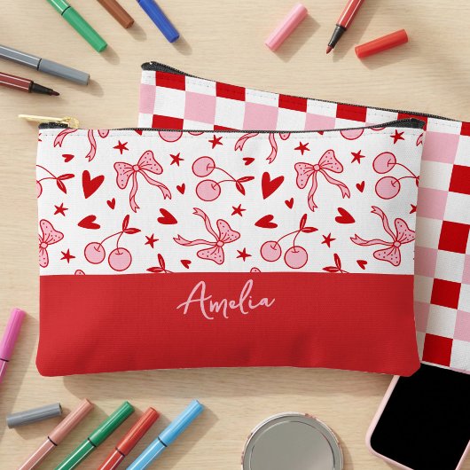 Coquette Kersen & Strikken Roze en Rode Rut Etui