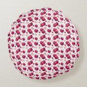 Coquette Kersenpatroon Roze Strik Esthetisch  Rond Kussen (Achterkant)