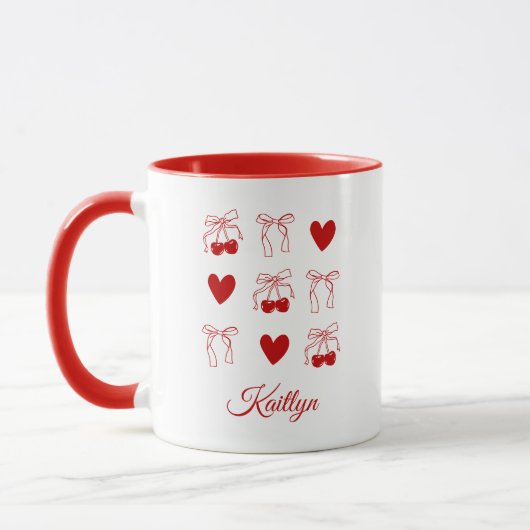 Coquette Kersenrode Strik Bruidsfeest Favor Mok (Links)