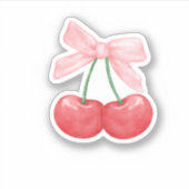 Coquette kersroze sticker, meisjesachtige sticker (Voorkant)