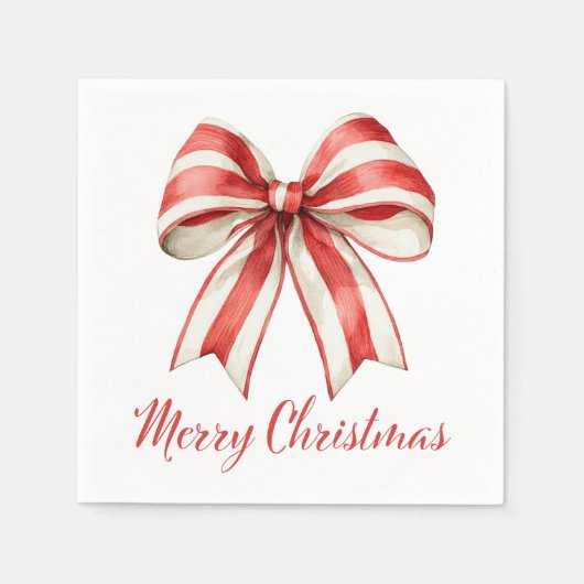 Coquette Kerst Rood & Wit Candy Cane Bow Servet (Voorkant)