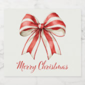 Coquette Kerst Rood Wit Candy Cane Stripe Bow Bier Etiket (Enkel label)