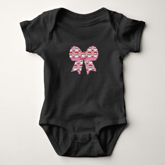 Coquette Kerst Roze Strik Kerstman Vintage Retro Romper (Voorkant)