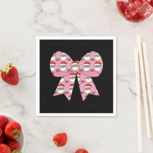 Coquette Kerst Roze Strik Kerstman Vintage Retro Servet