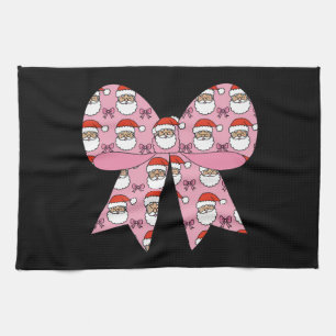Coquette Kerst Roze Strik Kerstman Vintage Retro Theedoek