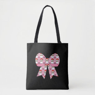 Coquette Kerst Roze Strik Kerstman Vintage Retro Tote Bag