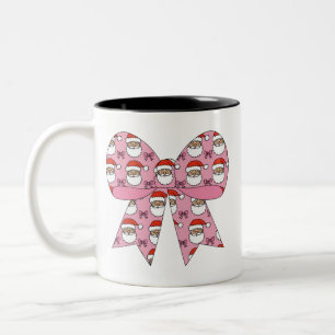 Coquette Kerst Roze Strik Kerstman Vintage Retro Tweekleurige Koffiemok