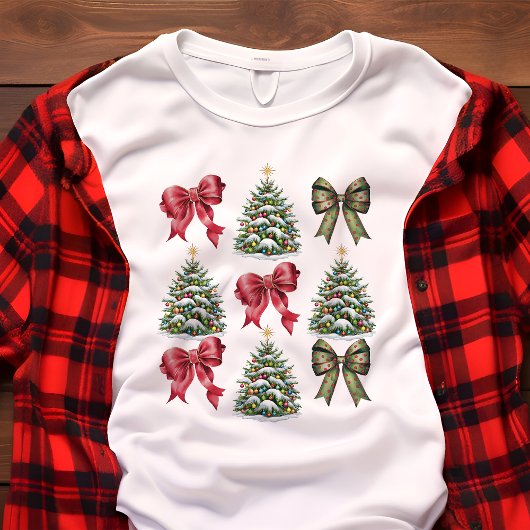 Coquette Kerstbogen en bomen Retro Tri-Blend Shirt
