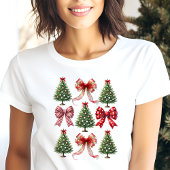 Coquette Kerstbogen en bomen Tri-Blend Shirt