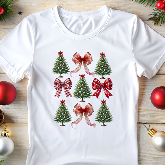 Coquette Kerstbogen en bomen Tri-Blend Shirt
