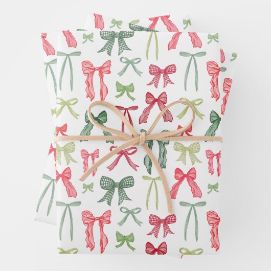 Coquette Kerstbogen Inpakpapier – Rood & Groen Vel (In situ)