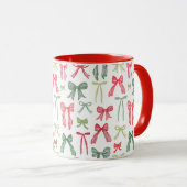 Coquette Kerstbogen Mok – Vintage Rood & Groen (Voorkant rechts)