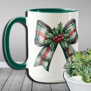Coquette Kerstboog Hulstbladeren Schotse Plaid Mok