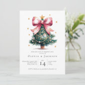 Coquette Kerstboom Boog Engagement Party Kaart (Staand voorkant)