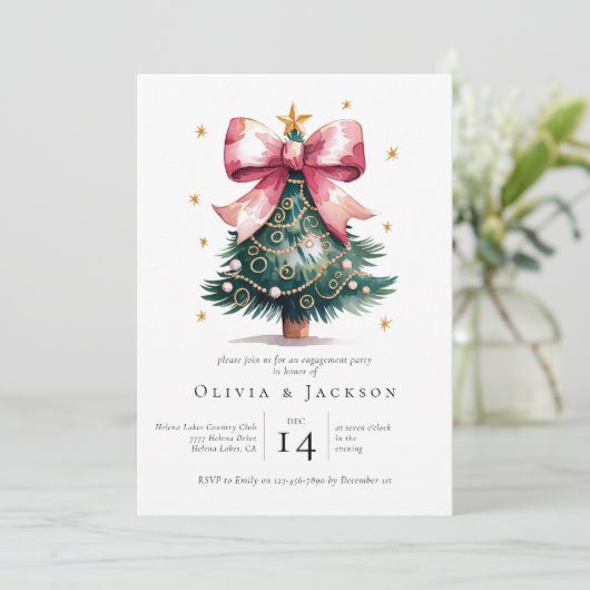 Coquette Kerstboom Boog Engagement Party Kaart (Staand voorkant)