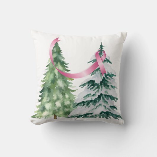 Coquette Kerstboom, Borstkanker Bewustzijn Kussen (Voorkant)